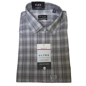 Van Heusen Men's Wrinkle Resist flex Dress Shirt mid green 16-16.5 34-35 $65